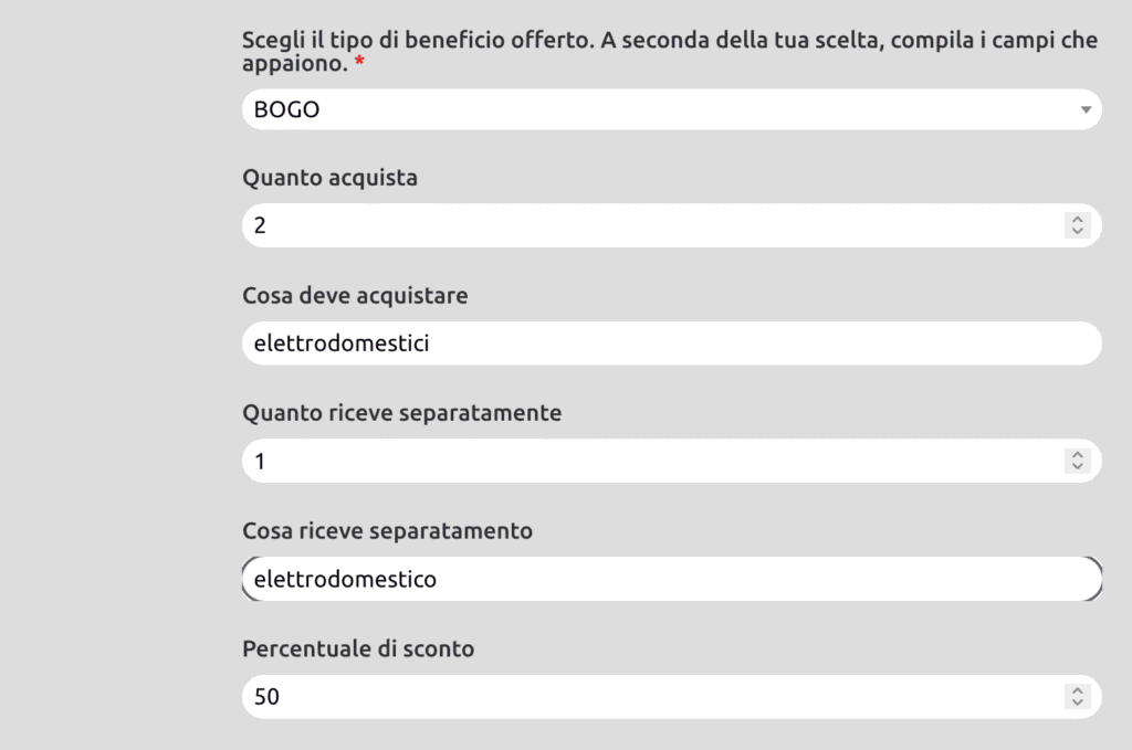 Pubblica offerta tutorial - Beneficio BOGO